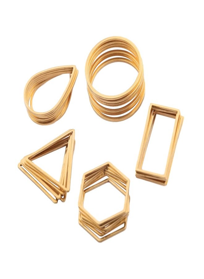 Excellentcrafts Brass Hexagon Shape Open Back Bezels, Charms, Resin Bezel for making Pendants, Keychains, Earrings, DIY Jewellery using for Resin Craft (Pack of 10 pcs) (12x16mm, Gold) - Image 4